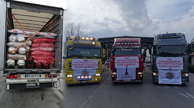 İzmir'den Elazığ'a destek yağmuru: Hal esnafından 79 ton meyve ve sebze yola çıktı