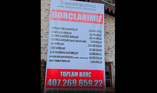 Yönetim değişti, pankart sallandı: 40 bin nüfuslu ilçede 407 milyon lira borç!