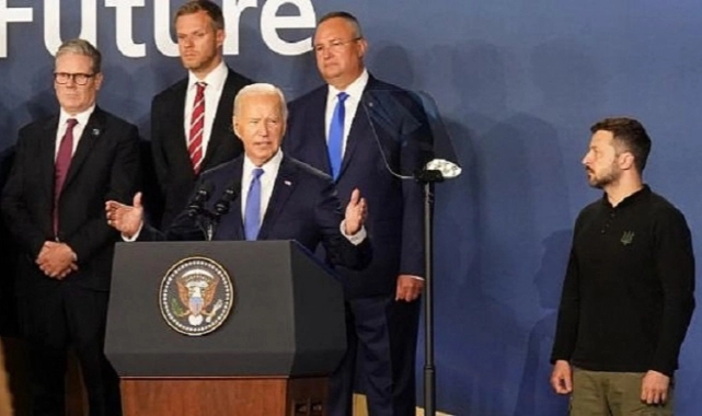 Biden, Zelenskiy'i "Putin" diyerek sahneye çağırdı!