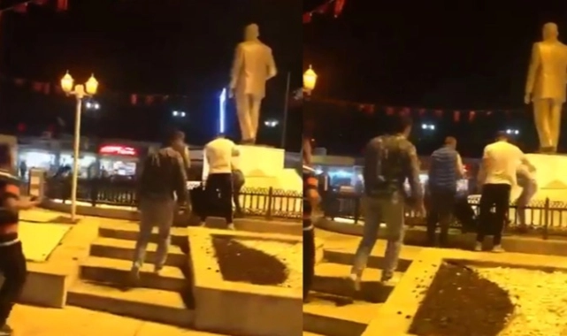 Atatürk heykeline saldıran kadın gözaltına alındı