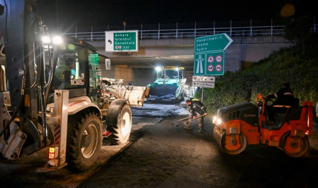 Bornova’da yağmur bitti, asfalt serimi başladı
