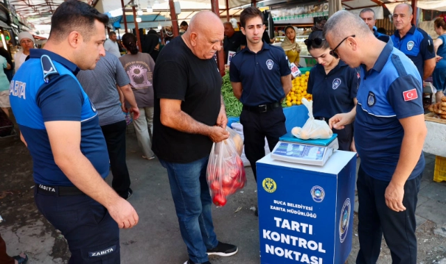 Buca'da tartılara güvenli alışveriş kontrolü